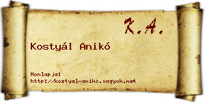 Kostyál Anikó névjegykártya